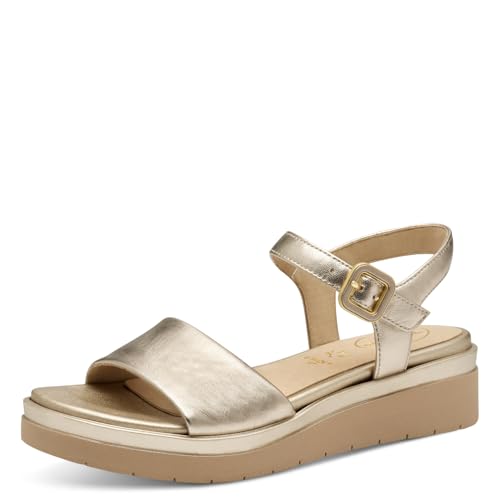 Tamaris COMFORT Damen Sandalen flach aus Leder mit Klettverschluss, Gold (Lt Gold), 40 EU Tamaris COMFORT Damen Sandalen flach aus Leder mit Klettverschluss, Gold (Lt Gold), 40 EU von Tamaris