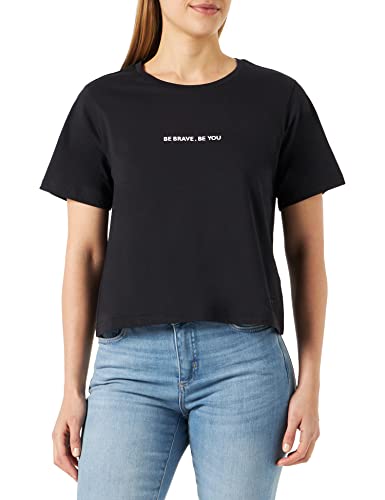 Tamaris Damen Cropped Slogan T-Shirt ARLON Schwarz M von Tamaris