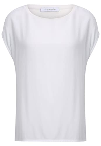 Tamaris Damen Drop Shoulder Rundhalsausschnitt T-Shirt ALBONY Weiß M von Tamaris