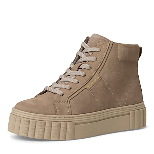 Tamaris Damen High-Top Sneaker, Frauen Halbschuhe,Wechselfußbett,Turnschuhe,Laufschuhe,high top Sneaker,Sneaker-Stiefeletten,Taupe,38 EU von Tamaris