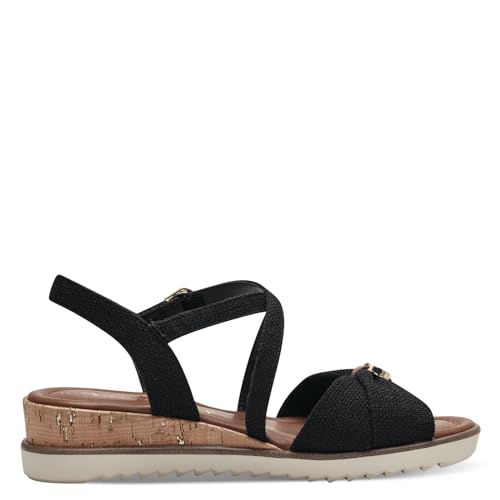 Tamaris Damen Keilsandalen, Frauen Sandalen,Strandschuhe,Keilsandaletten,Keilabsatz,Wedge-Heel,hoch,Sommerschuhe,Freizeitschuhe,Black,37 EU von Tamaris