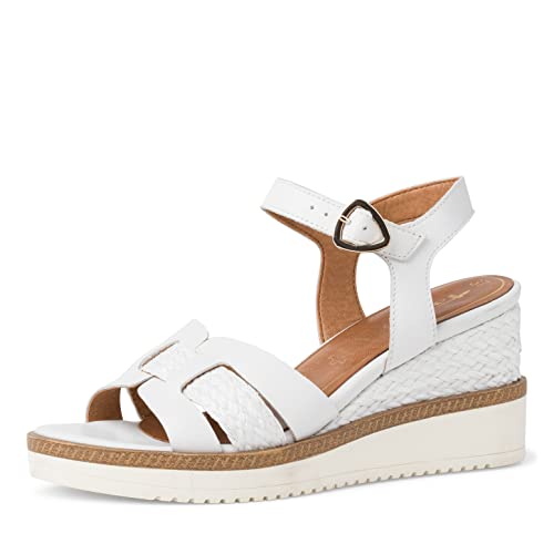 Tamaris Damen Keilsandalen, Frauen Sandaletten,TOUCHit-Fußbett,Keilsandaletten,Keilabsatz,Wedge-Heel,Women's,Woman,Lady,White,39 EU / 5.5 UK von Tamaris