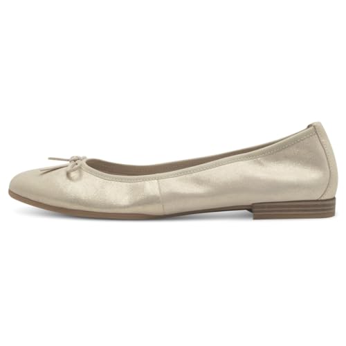 Tamaris Damen Klassische Ballerinas, Frauen Flats,Ballerina-Schuhe,Ballett-Schuhe,Ballet-Flats,flach,Ausgehschuhe,Abendschuhe,Champagne,39 EU von Tamaris