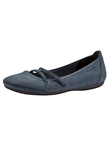 Tamaris Damen Klassische Ballerinas, Frauen Flats,Ballerina-Schuhe,Ballett-Schuhe,Ballet-Flats,flach,Ausgehschuhe,Abendschuhe,Navy,36 EU von Tamaris