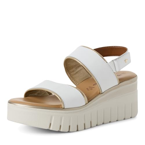 Tamaris Damen Klassische Ballerinas, Frauen Flats,Comfort Lining,TOUCHit-Fußbett,Slip-ons,klassisch elegant,Ballerinen,White/LT.Gold,40 EU von Tamaris