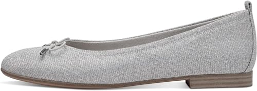 Tamaris Damen Klassische Ballerinas, Frauen Flats,Slip-ons,klassisch elegant,Schleife,Ballerinen,Pumps,Halbschuhe,Slipper,Silver Glam,39 EU von Tamaris