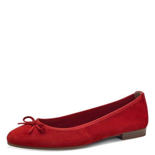 Tamaris Damen Klassische Ballerinas, Frauen Flats,Sommerschuhe,Ballerina-Schuhe,Ballett-Schuhe,Ballet-Flats,flach,Ausgehschuhe,RED,39 EU von Tamaris