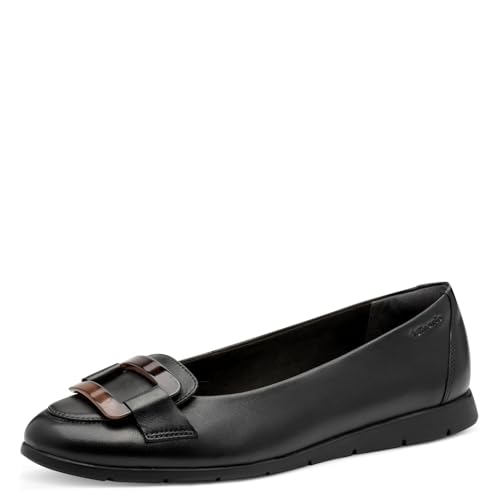 Tamaris Damen Klassische Ballerinas, Frauen Flats,TOUCHit-Fußbett,Slip-ons,klassisch elegant,Ballerinen,Pumps,Halbschuhe,Black Leather,36 EU von Tamaris