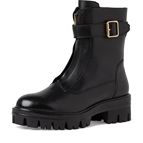 Tamaris Damen Klassische Stiefeletten, Frauen Stiefeletten,TOUCHit-Fußbett,Kurzstiefel,uebergangsschuhe,uebergangsstiefel,Black/Gold,41 EU von Tamaris