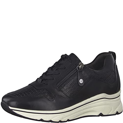 Tamaris Damen Low-Top Sneaker, Frauen Halbschuhe,Comfort Lining,Sportschuhe,Freizeitschuhe,Turnschuhe,Laufschuhe,Freizeit,Black/Croco,39 EU von Tamaris