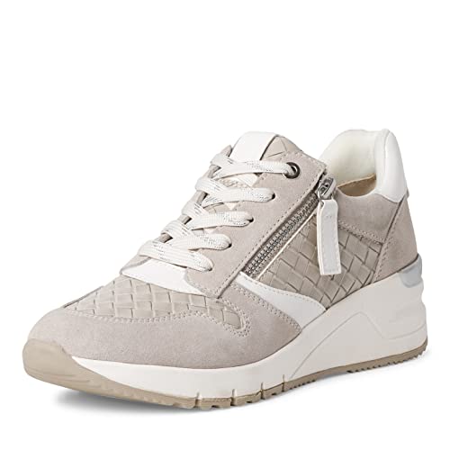 Tamaris Damen Low-Top Sneaker, Frauen Halbschuhe,Wechselfußbett,Comfort Lining,keil Sneaker,Wedge Sneaker,Women's,Light Grey/STR,41 EU / 7.5 UK von Tamaris