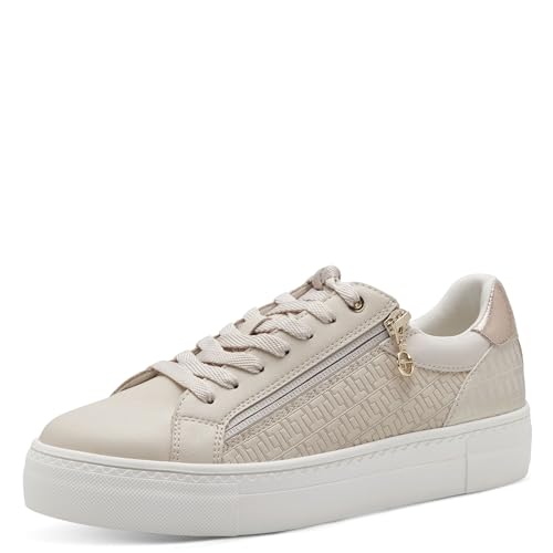 Tamaris Damen Low-Top Sneaker, Frauen Halbschuhe,Wechselfußbett,Freizeit,Halbschuhe,straßenschuhe,Strassenschuhe,Ivory/Gold,39 EU von Tamaris