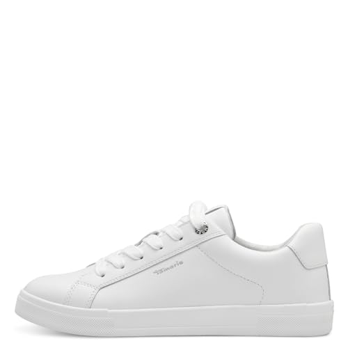 Tamaris Damen Low-Top Sneaker, Frauen Halbschuhe,Wechselfußbett,Laufschuhe,schnürschuhe,schnürer,Business,Freizeit,White Uni,36 EU von Tamaris