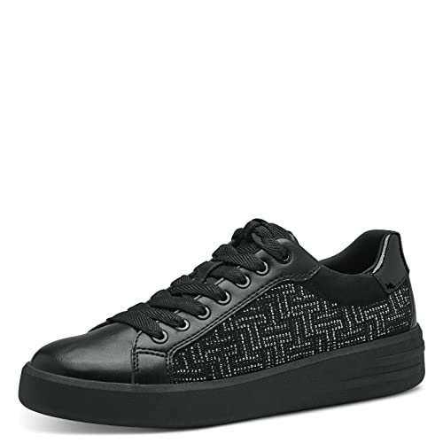 Tamaris Damen Low-Top Sneaker, Frauen Halbschuhe,Wechselfußbett,Laufschuhe,schnürschuhe,schnürer,Plateausohle,Halbschuhe,Black Uni,38 EU von Tamaris