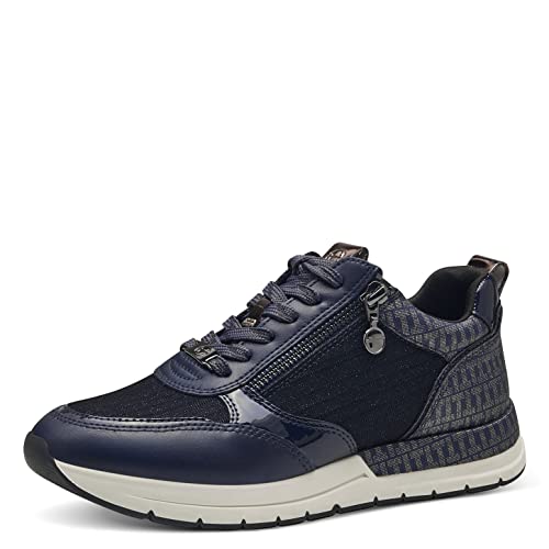 Tamaris Damen Low-Top Sneaker, Frauen Halbschuhe,Wechselfußbett,schnürschuhe,schnürer,Plateausohle,Halbschuhe,Sportschuhe,Navy Comb,38 EU von Tamaris