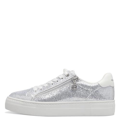 Tamaris Damen Low-Top Sneaker, Frauen Halbschuhe,Wechselfußbett,straßenschuhe,Strassenschuhe,Sportschuhe,Freizeitschuhe,Silver Glam,37 EU von Tamaris