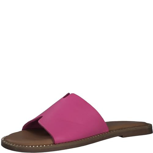 Tamaris Damen Mules Pantoletten Leder Sommer; PINK/pink; 38 EU von Tamaris