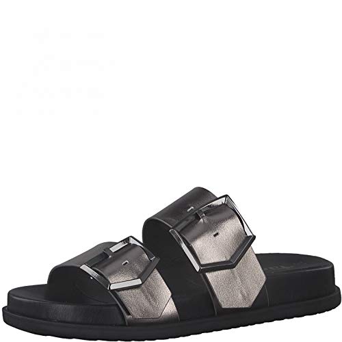 Tamaris Damen Pantoletten, Frauen Clogs,Touch It-Fußbett,Freizeitschuhe,Lady,Ladies,Women's,Woman,Slipper,Slides,Sandalen,Pewter,38 EU / 5 UK von Tamaris