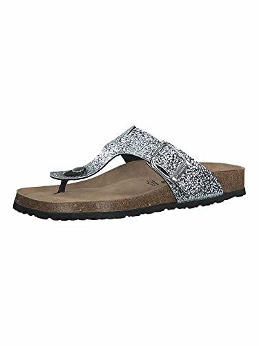 Tamaris Damen Pantoletten, Frauen Slip On,Sommerschuhe,sommerclogs,Hausschuhe,Zehentrenner,Women's,Woman,Lady,Ladies,Silver STR.,42 EU / 8 UK von Tamaris