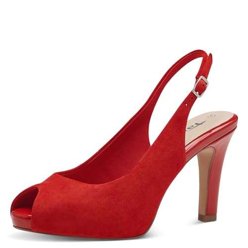 Tamaris Damen Peeptoe-Pumps Leder Banana-Absatz; RED/rot; 36 EU von Tamaris