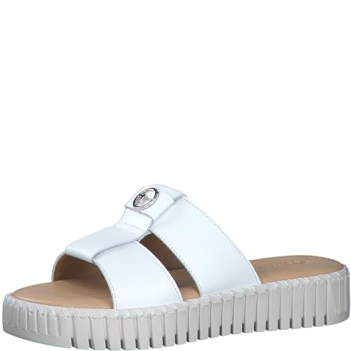 Tamaris Damen Plateau Mules Leder Keilabsatz Sommer; WHITE/weiß; 42 EU von Tamaris