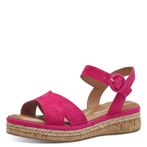 Tamaris Damen Plateau Sandalen Leder Sommer; FUXIA/pink; 37 EU von Tamaris