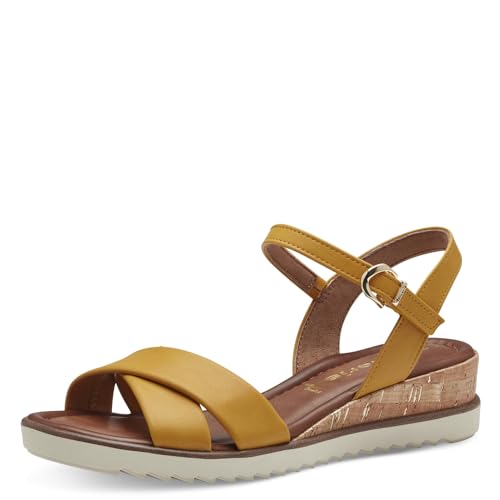 Tamaris Damen Plateau Sandalen Vegan Keilabsatz; SUN/gelb; 36 von Tamaris