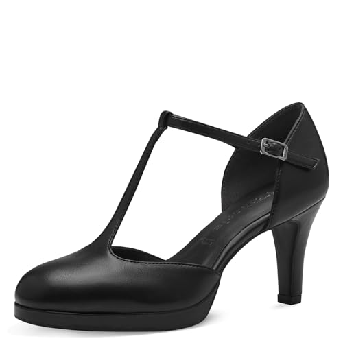 Tamaris Damen Pumps mit Riemchen Vegan Stilettoabsatz; BLACK MATT/schwarz; 41 von Tamaris