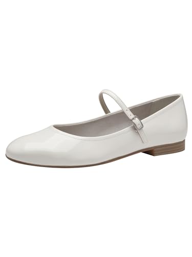 Tamaris Damen Riemchen-Ballerina Vegan; WHITE PATENT/weiß; 36 von Tamaris