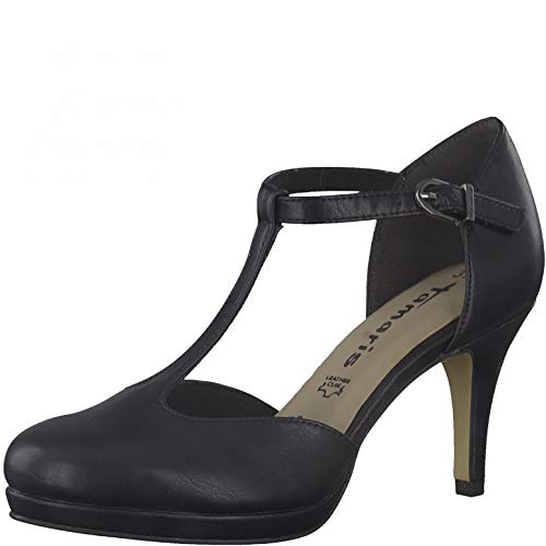 Tamaris Damen Riemchen Pumps, Frauen Pumps,Touch It-Fußbett,Women's,Woman,Court,Shoes,Absatzschuhe,stöckelschuhe,Office,Black MATT,38 EU / 5 UK von Tamaris