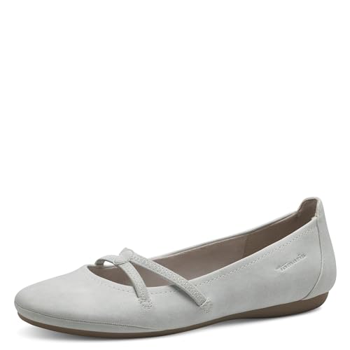 Tamaris Damen Riemchenballerinas, Frauen Flats,Halbschuhe,Sommerschuhe,Slipper,Ballerina-Schuhe,Ballett-Schuhe,Ballet-Flats,Quartz,40 EU von Tamaris