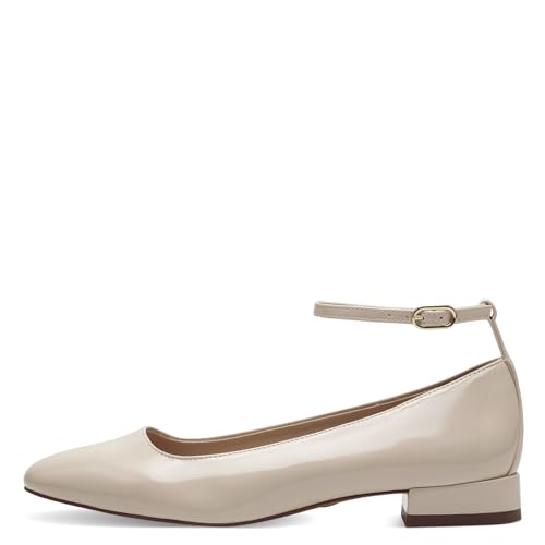 Tamaris Damen Riemchenballerinas, Frauen Flats,Slip-ons,Riemchen,knöchelriemchen,Ballerinen,Halbschuhe,Sommerschuhe,flach,Ivory PATENT,40 EU von Tamaris