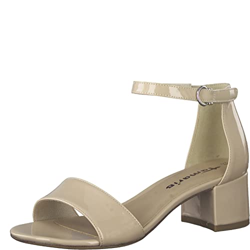 Tamaris Damen Riemchensandalen, Frauen Sandalen,Comfort Lining,Absatz,Sommerschuhe,Freizeitschuhe,offene Schuhe,Nude PATENT,36 EU von Tamaris