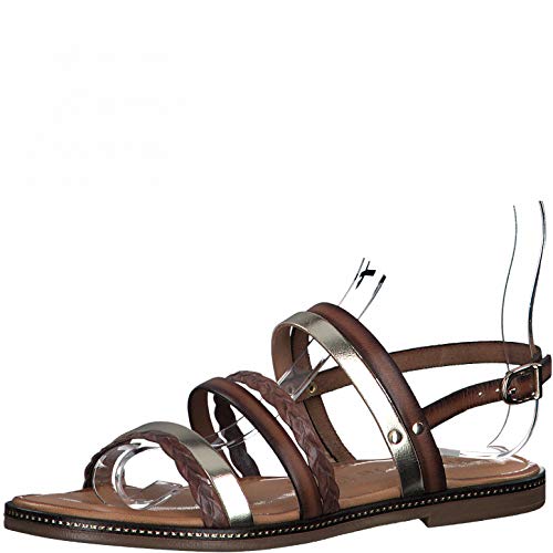 Tamaris Damen Riemchen Sandalen, Frauen Sandalen,Touch It-Fußbett,weiblich,ladies,women's,woman,sandaletten,sommerschuhe,COGNAC COMB,38 EU / 5 UK von Tamaris