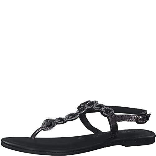 Tamaris Damen Riemchensandalen, Frauen Sandaletten,TOUCHit-Fußbett,Freizeitschuhe,offene Schuhe,Strandschuhe,bequem,Pewter Glam,37 EU / 4 UK von Tamaris