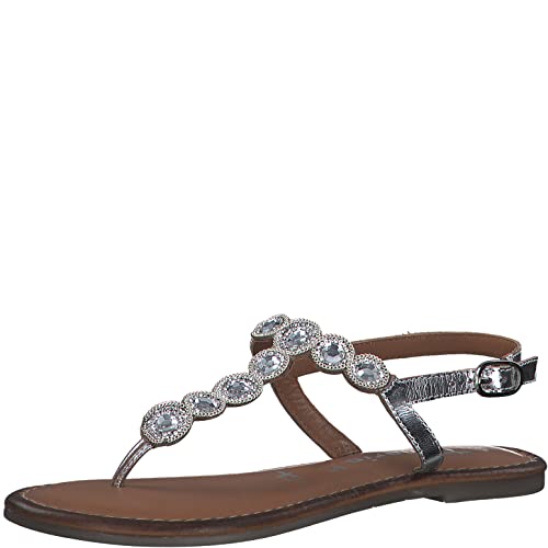 Tamaris Damen Riemchensandalen, Frauen Sandaletten,TOUCHit-Fußbett,Sandaletten,Sommersandalen,bequem,flach,Women's,Silver Glam,36 EU / 3.5 UK von Tamaris