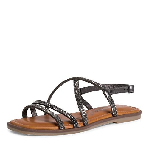 Tamaris Damen Riemchensandalen, Frauen Sandaletten,TOUCHit-Fußbett,Woman,Lady,Ladies,Sommerschuhe,Freizeitschuhe,Pewter Glam,37 EU / 4 UK von Tamaris