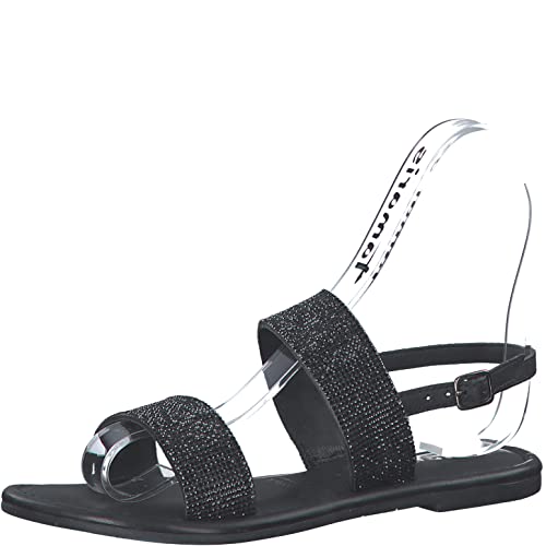 Tamaris Damen Riemchensandalen, Frauen Sandaletten,TOUCHit-Fußbett,offene Schuhe,Strandschuhe,Sandaletten,bequem,flach,Black Glam,38 EU / 5 UK von Tamaris