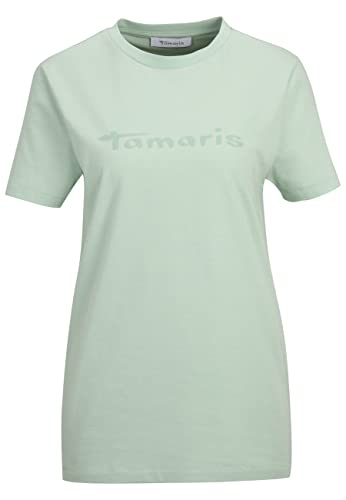 Tamaris Damen Rundhalsausschnitt Logo T-Shirt AALEN Grün XS von Tamaris
