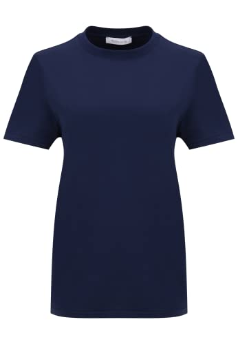 Tamaris Damen Rundhalsausschnitt plain T-Shirt ADRIA Blau L von Tamaris