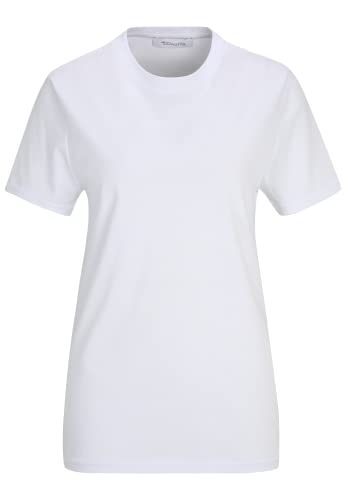 Tamaris Damen Rundhalsausschnitt plain T-Shirt ADRIA Weiß L von Tamaris