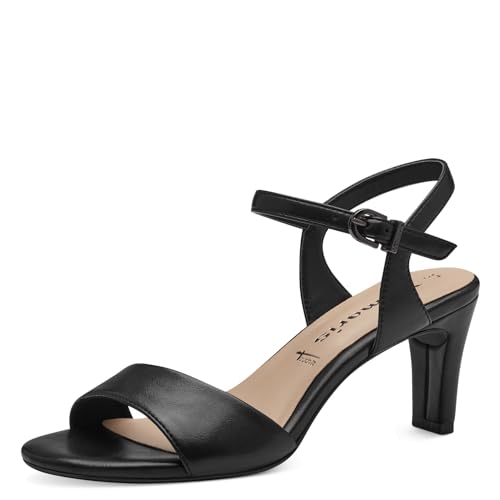 Tamaris Damen Sandalen mit Absatz Vegan Stilettoabsatz; BLACK MATT/schwarz; 41 von Tamaris