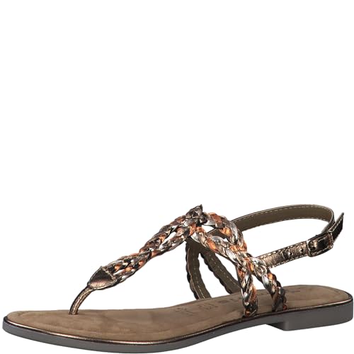 Tamaris Damen Sandalen Zehentrenner Leder Sommer; BRONCE COMBINED/metallic; 39 EU von Tamaris