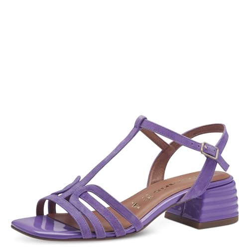 Tamaris Damen Sandalen mit Absatz Leder Blockabsatz Sommer; LIGHT PURPLE/lila; 36 EU von Tamaris