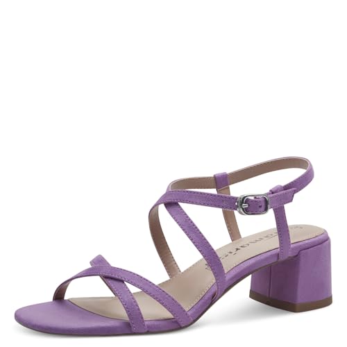 Tamaris Damen Sandalen mit Absatz Textil Vegan Blockabsatz Sommer; LIGHT PURPLE/lila; 38 von Tamaris