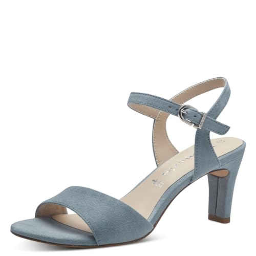 Tamaris Damen Sandalen mit Absatz Textil Vegan Stilettoabsatz Sommer; LIGHT BLUE/blau; 40 von Tamaris