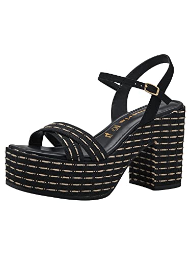 Tamaris Damen 1-1-28034-30 Keilsandale, Black Gold, 40 EU von Tamaris