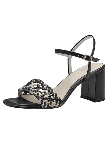 Tamaris Damen Sandalen mit Absatz Vegan Blockabsatz; BLACK COMB/schwarz; 41 von Tamaris