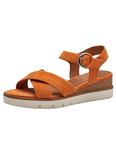 Tamaris Damen Plateau Sandalen Leder Sommer; ORANGE/orange; 37 EU von Tamaris