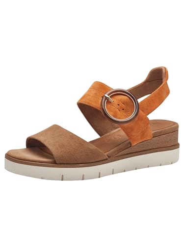 Tamaris Damen Plateau Sandalen Leder Sommer; CAMEL COMBINED/braun; 37 EU von Tamaris
